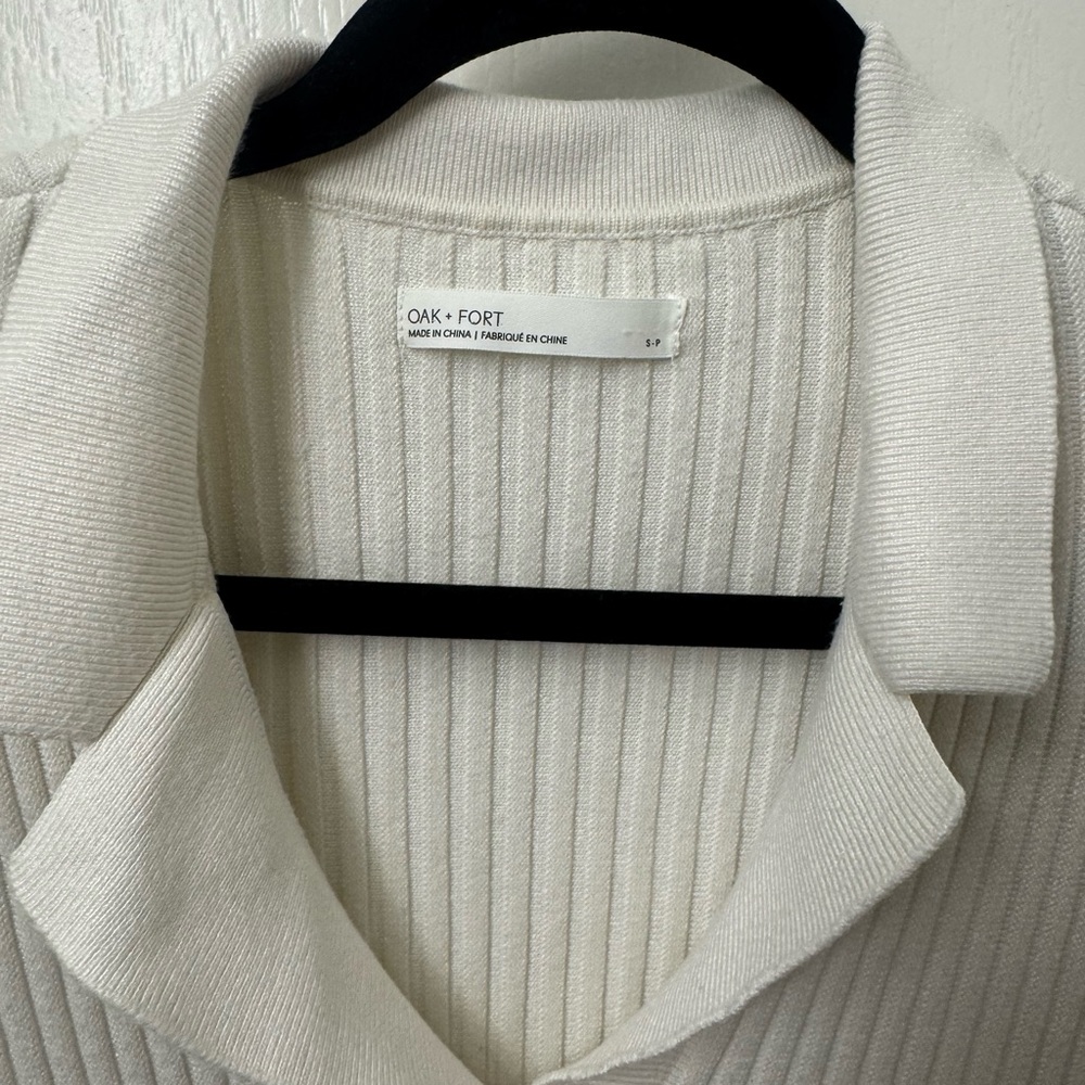 OAK + FORT Cream Ribbed Button-Down Shirt - Picture 6 of 7